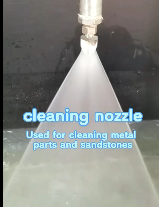 Narrow angle flat fan spray nozzle for cleaning.